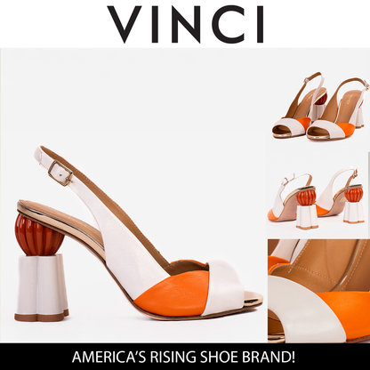 The Rize White Leather Pumpkin Heel Women Sandal