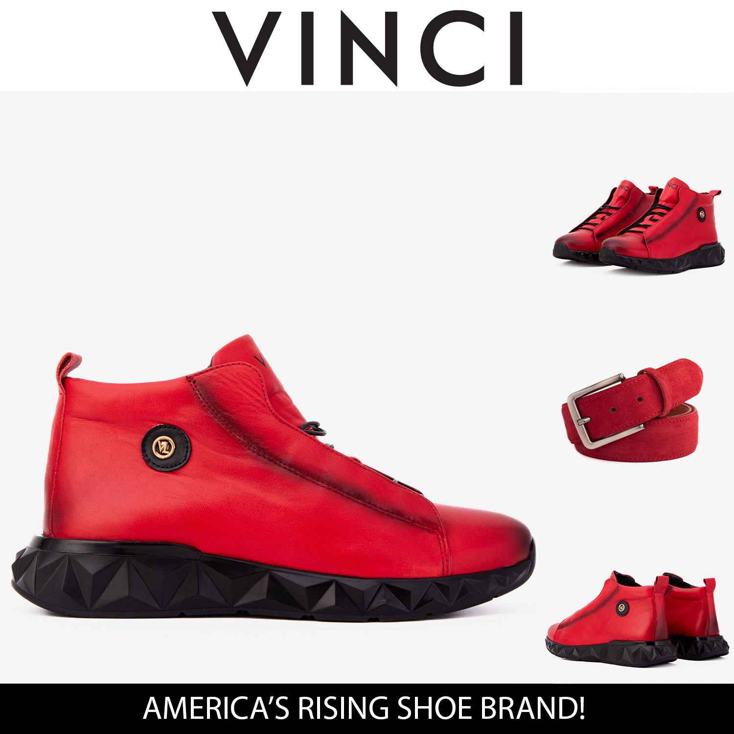 The Vertex Red Leather Men's Sneaker