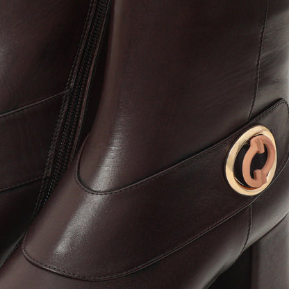 The Windsor Brown Leather Block Heel Women Boot