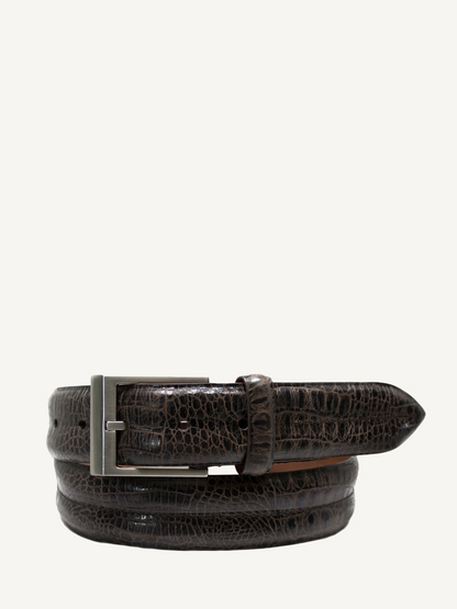 Impor-Double Barrel Embossed Belt-Genuine Leather-Brown