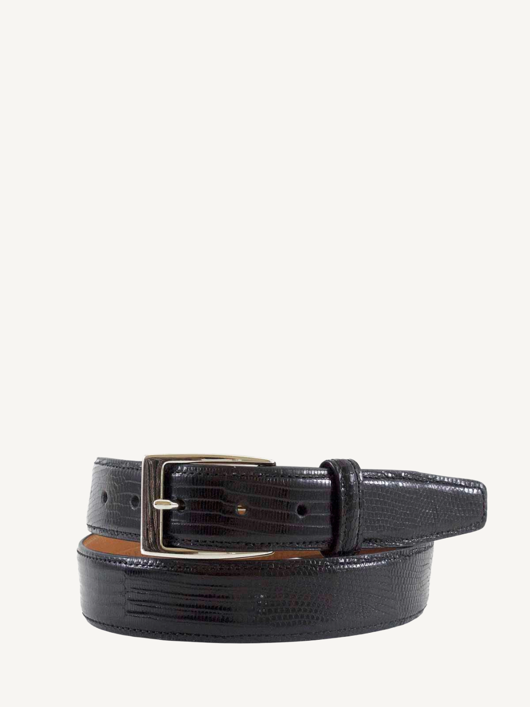 Genuine Liz Black Lizard Leather Belt One And A Quarter Inch