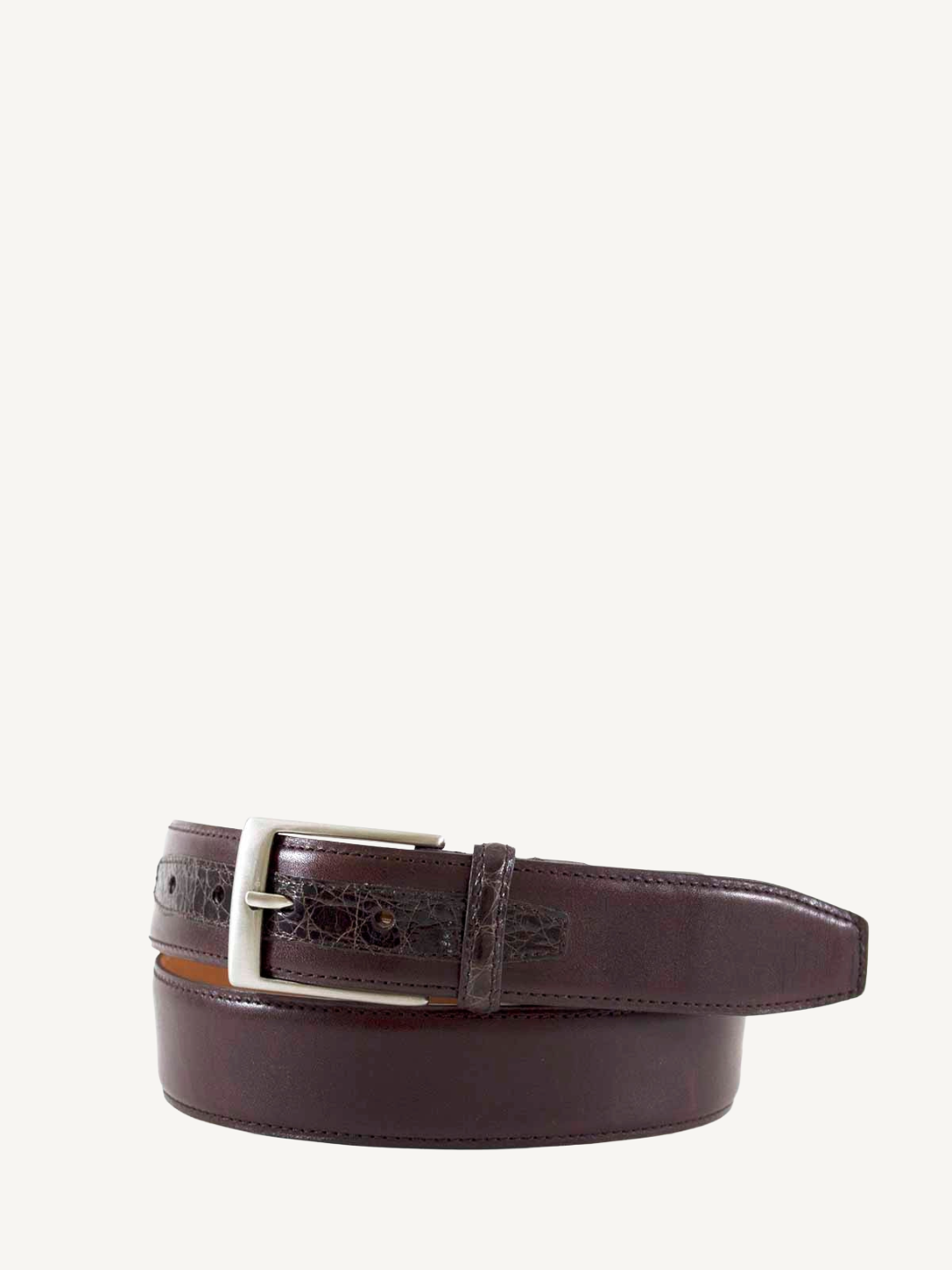 Genuine Crocodile Tab Belt 1 3 8 Inch Leather Brown