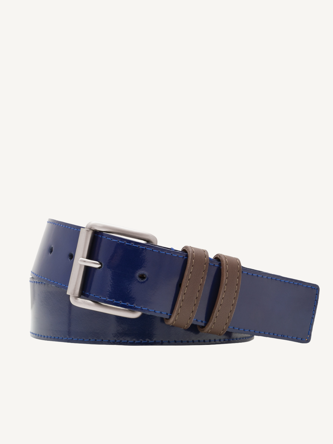 Gemini Nappa Leather Belt Navy Brushed Nickel Buckle