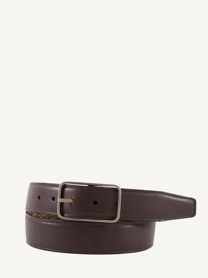 Reversible Burnished Lizard Grain Belt Leather Cognac