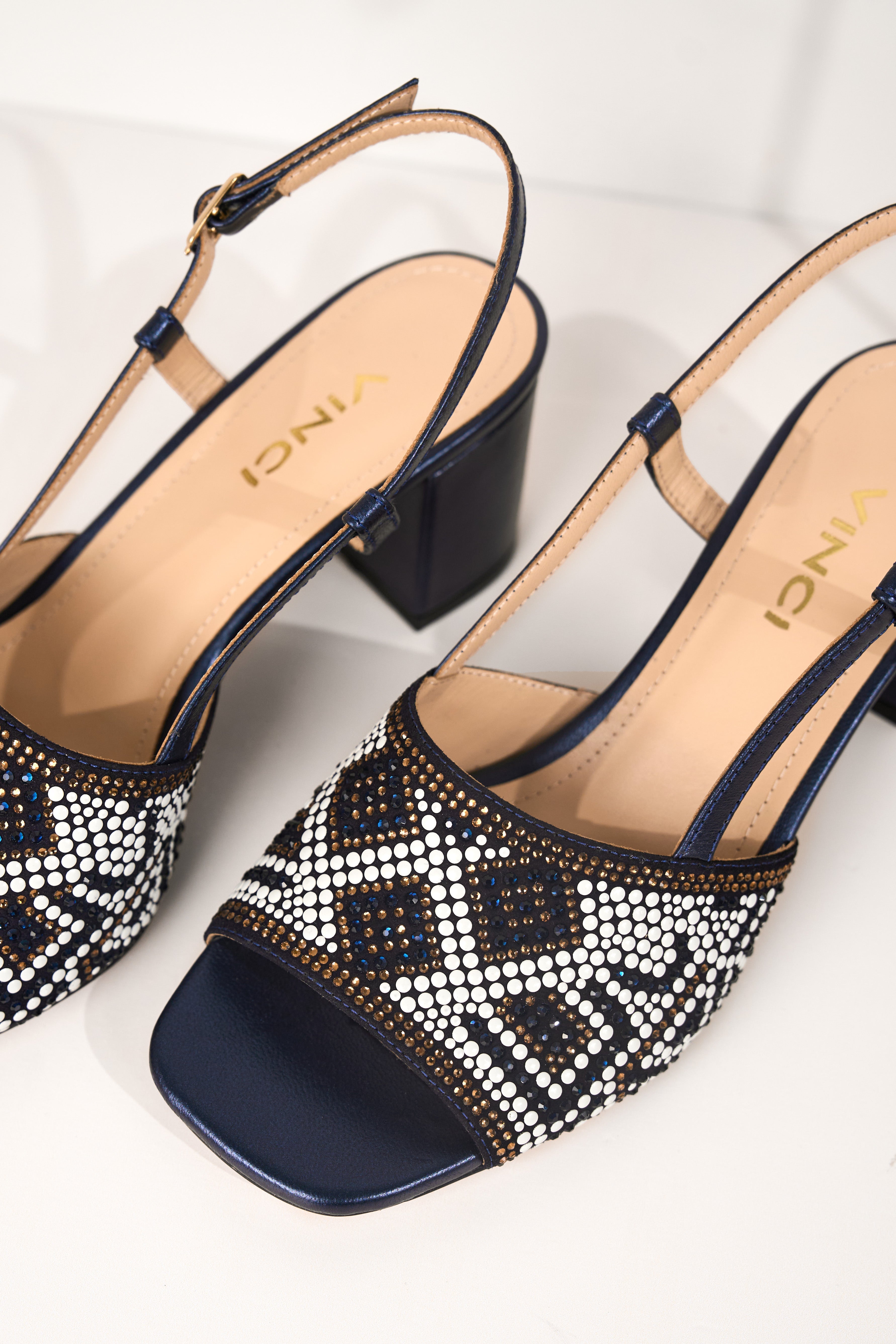 The Nampula Navy Blue Leather Women Slingback Sandal