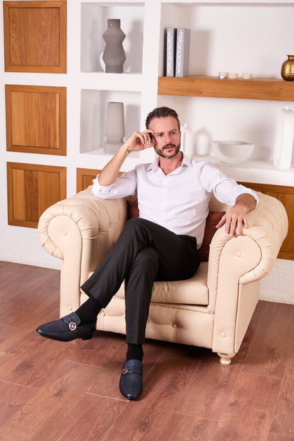 The Monarch Navy Blue Leather Men Dress Shoe