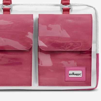 Vegan Designer Luxury Double Pocket Bag 16” BYMANYC ® New York White & Pink