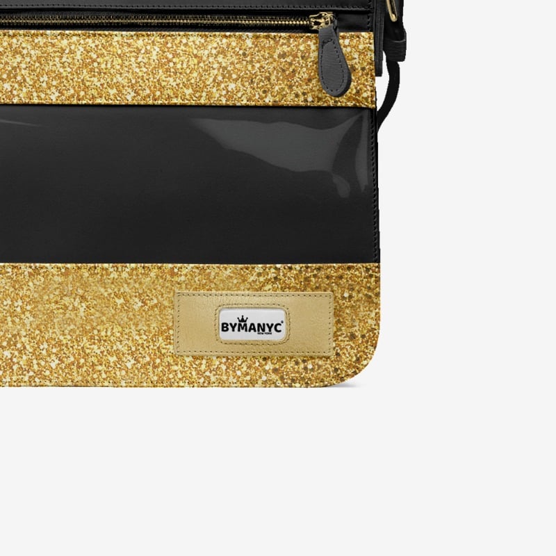 Vegan Gold Messenger Bag 16” | BYMANYC ® New York Luxe Metallic Edition