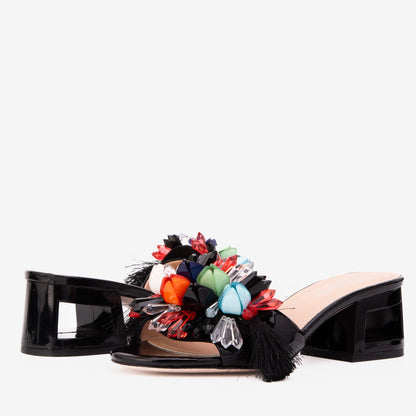 The Vigo Black Leather Block Heel Women Sandal