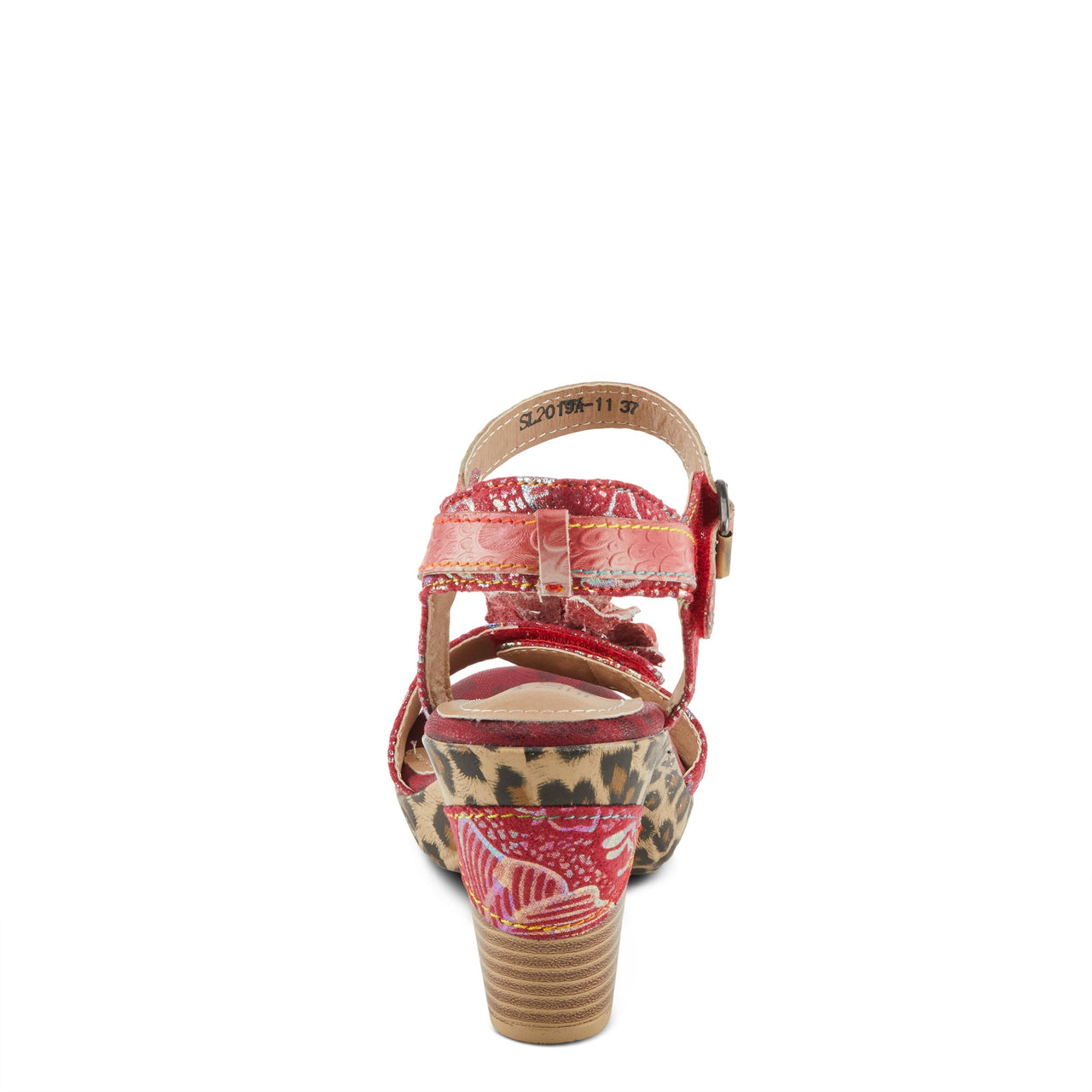 L'Artiste Wildcat Sandals in Brown leather with decorative floral buttons