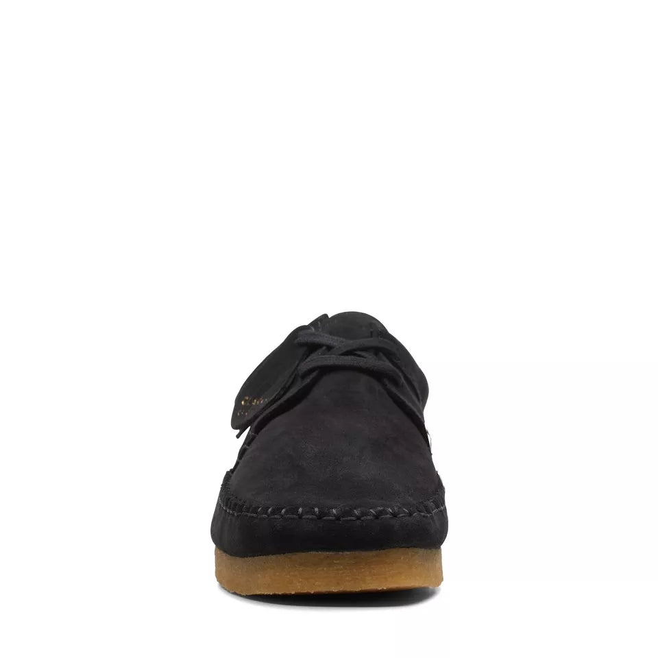 Clarks Originals Weaver Men's Black Suede Moc Shoes 26165081 with durable rubber sole and comfortable cushioning for all-day wear