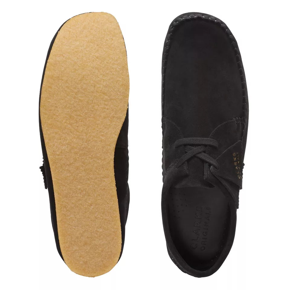 Clarks Originals Weaver Men's Black Suede Moc Shoes 26165081, stylish and comfortable footwear for men