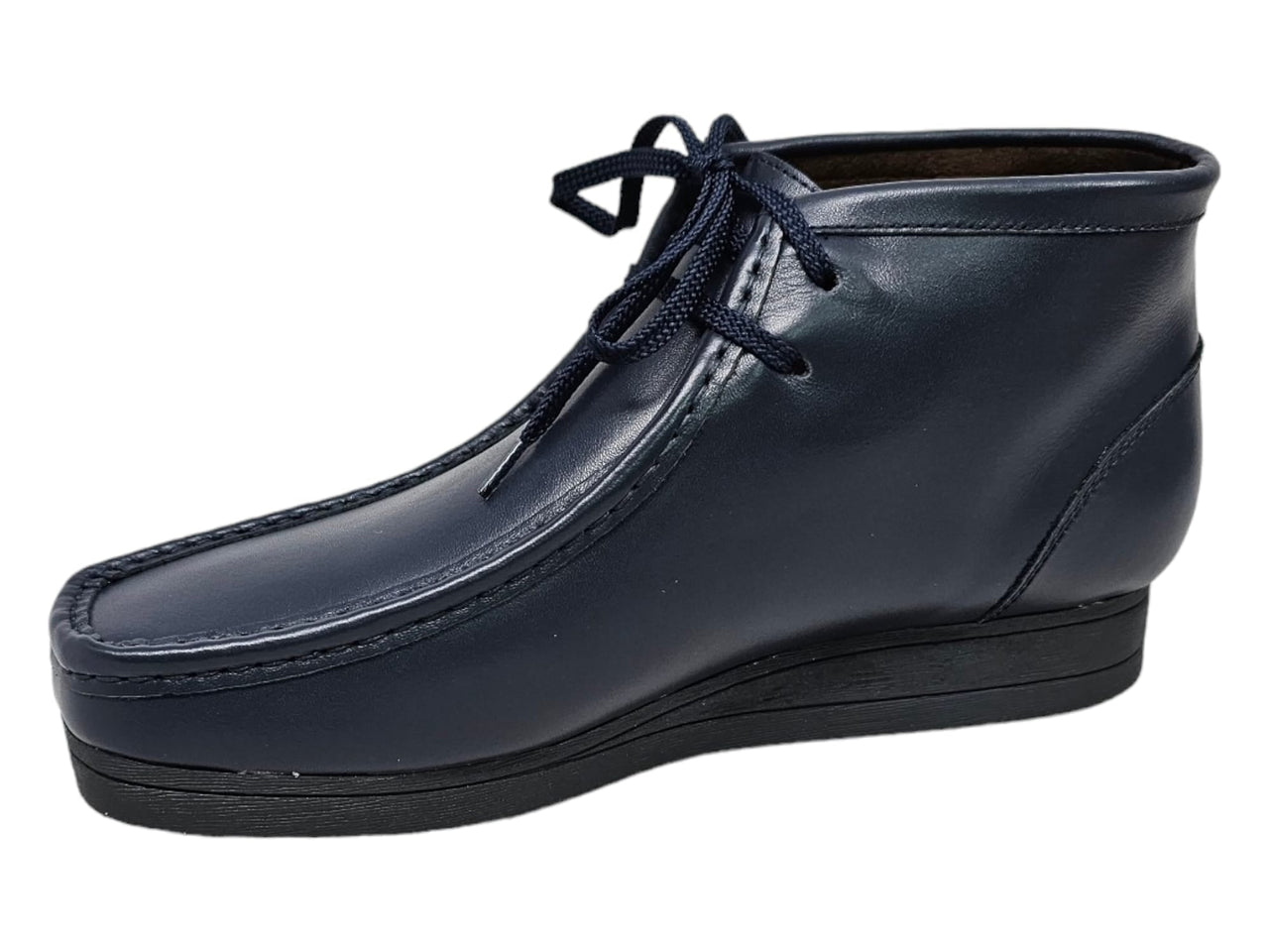 Dark navy leather Wallabee boots for men, versatile ankle boot from British Walkers New Castle 2 collection