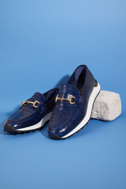 The Padova Navy Blue Leather Men Sneaker