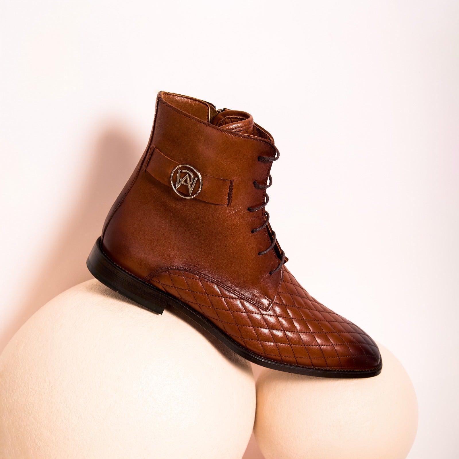 The Zeus Brown Leather Lace-Up Men Boot with a Zipper