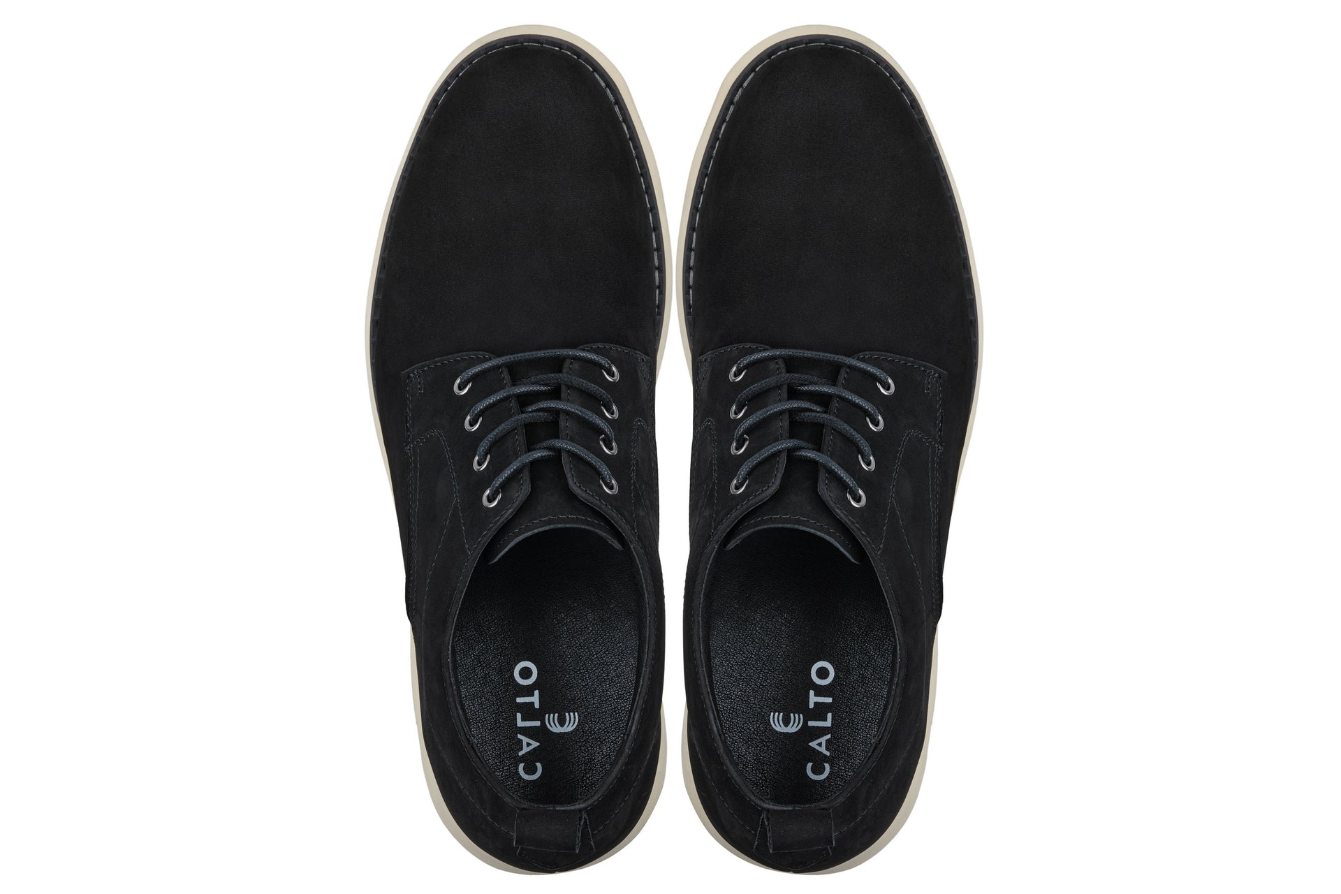 CALTO - Y7261 - 2.8 Inches Taller (Black) - Nubuck Upper Wedge Sole Work Boots