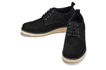 CALTO - Y7261 - 2.8 Inches Taller (Black) - Nubuck Upper Wedge Sole Work Boots