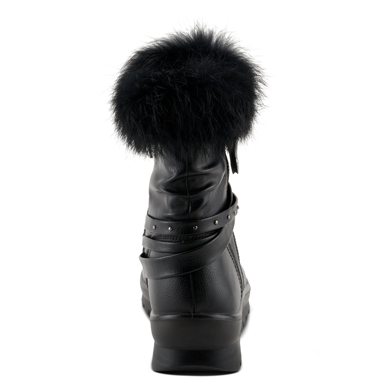 Black suede FLEXUS YAMINA BOOTS with side zipper and flexible rubber outsole for all-day comfort and style