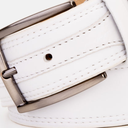 The Lexington White Leather Belt