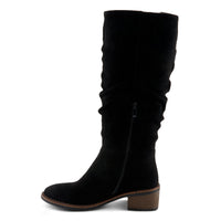 Thumbnail for  Taupe suede heeled ankle boots with cutout design and peep toe 