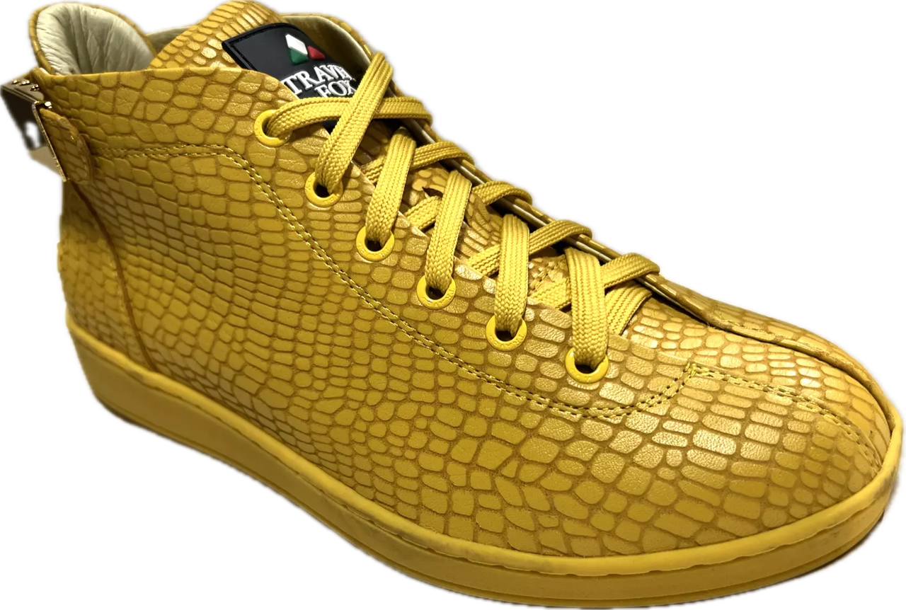 Travel Fox Malibu Mid Top Sneakers Men's Yellow Nappa Leather 915601-011