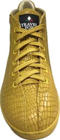 Thumbnail for Travel Fox Malibu Mid Top Sneakers Men's Yellow Nappa Leather 915601-011