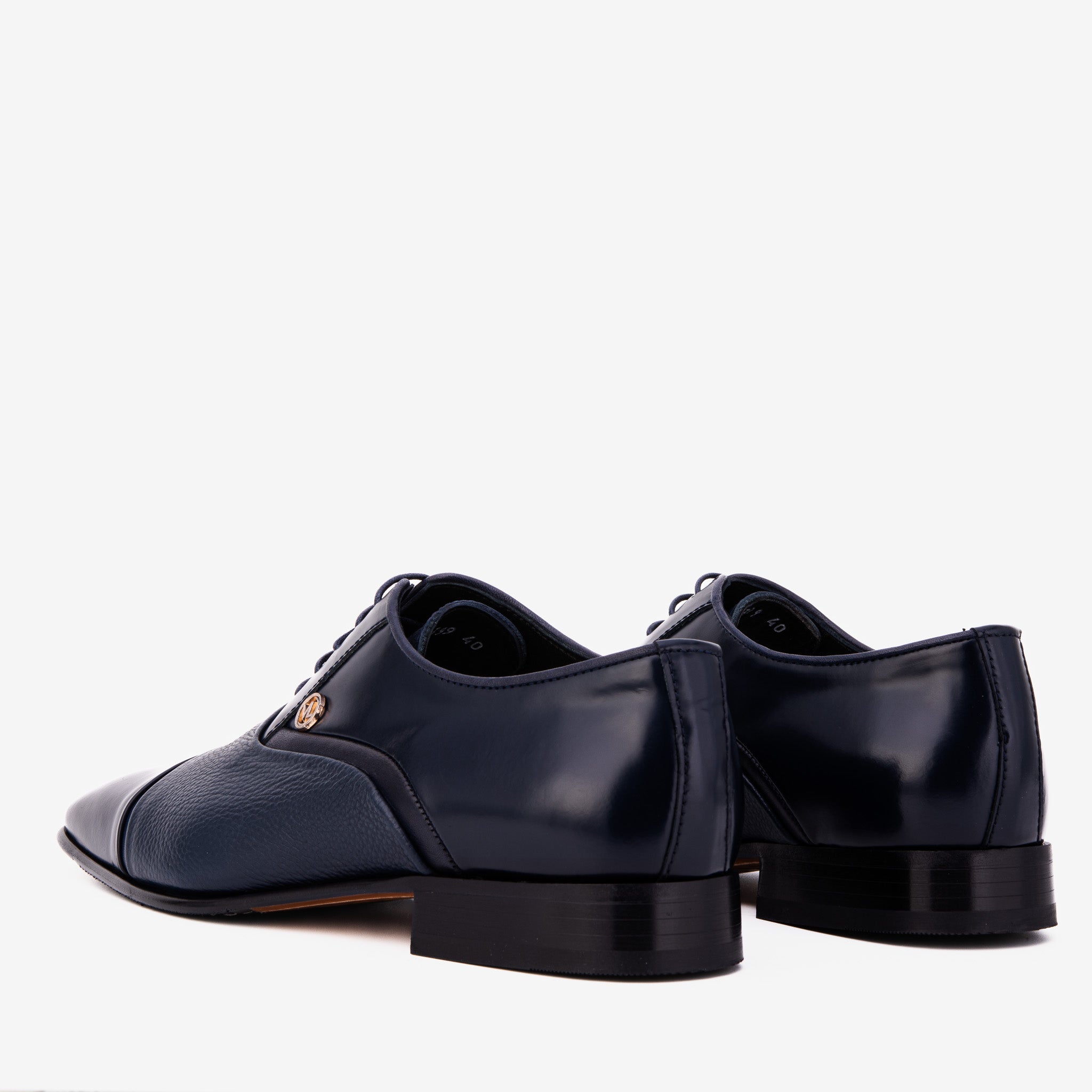 The Rockwell Handmade Navy Blue Leather Cap Toe Men Oxford Shoe