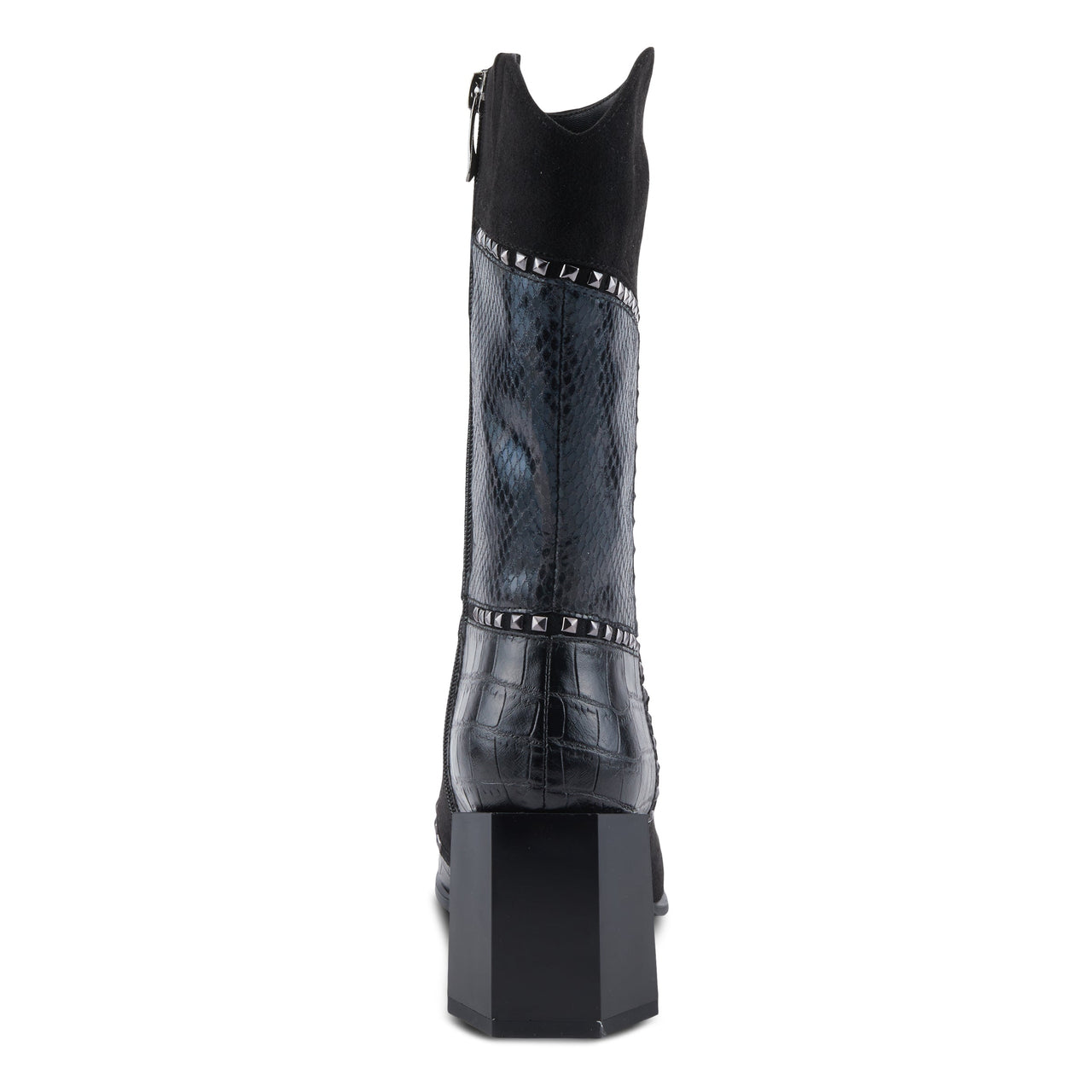 Front view of the lace-up closure and edgy yet versatile design of the Zayrina boots