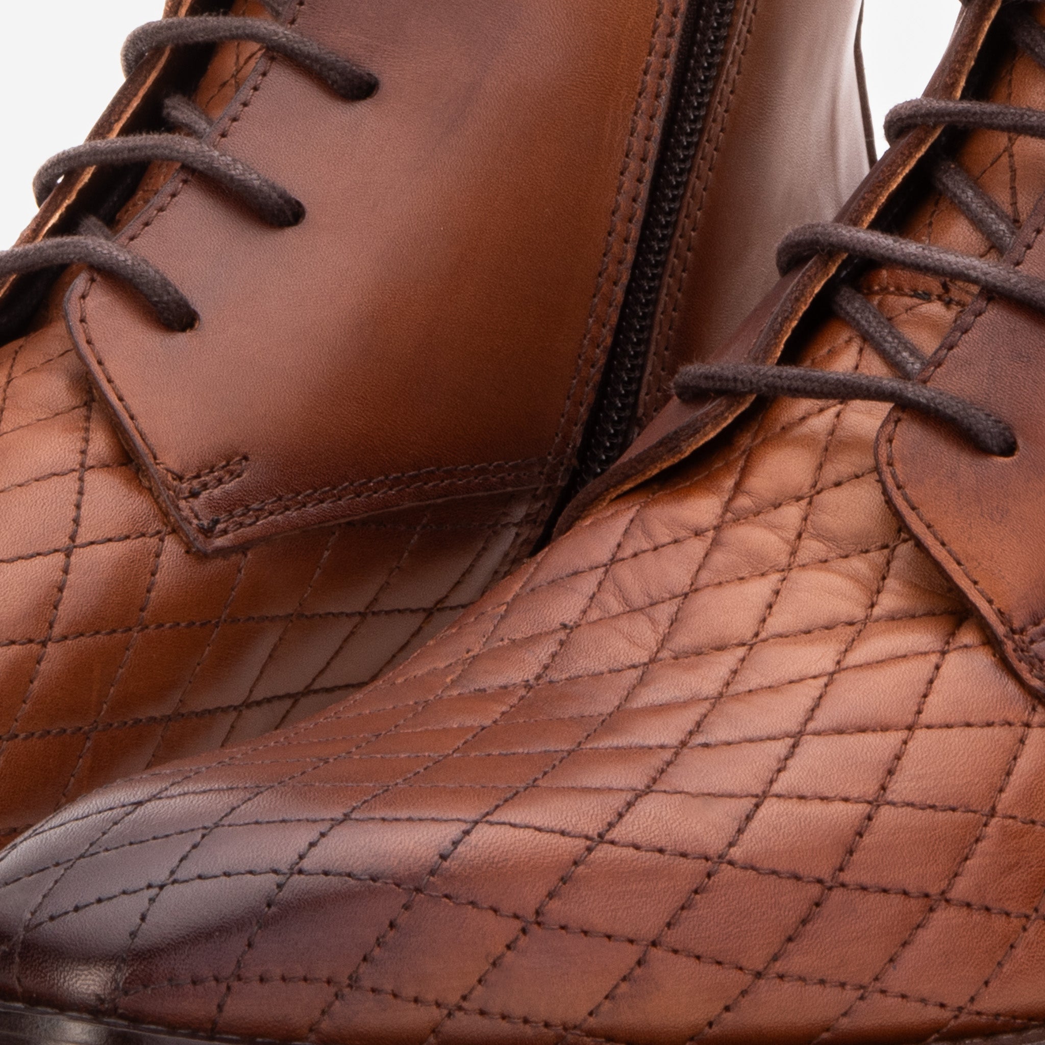 The Zeus Brown Leather Lace-Up Men Boot with a Zipper
