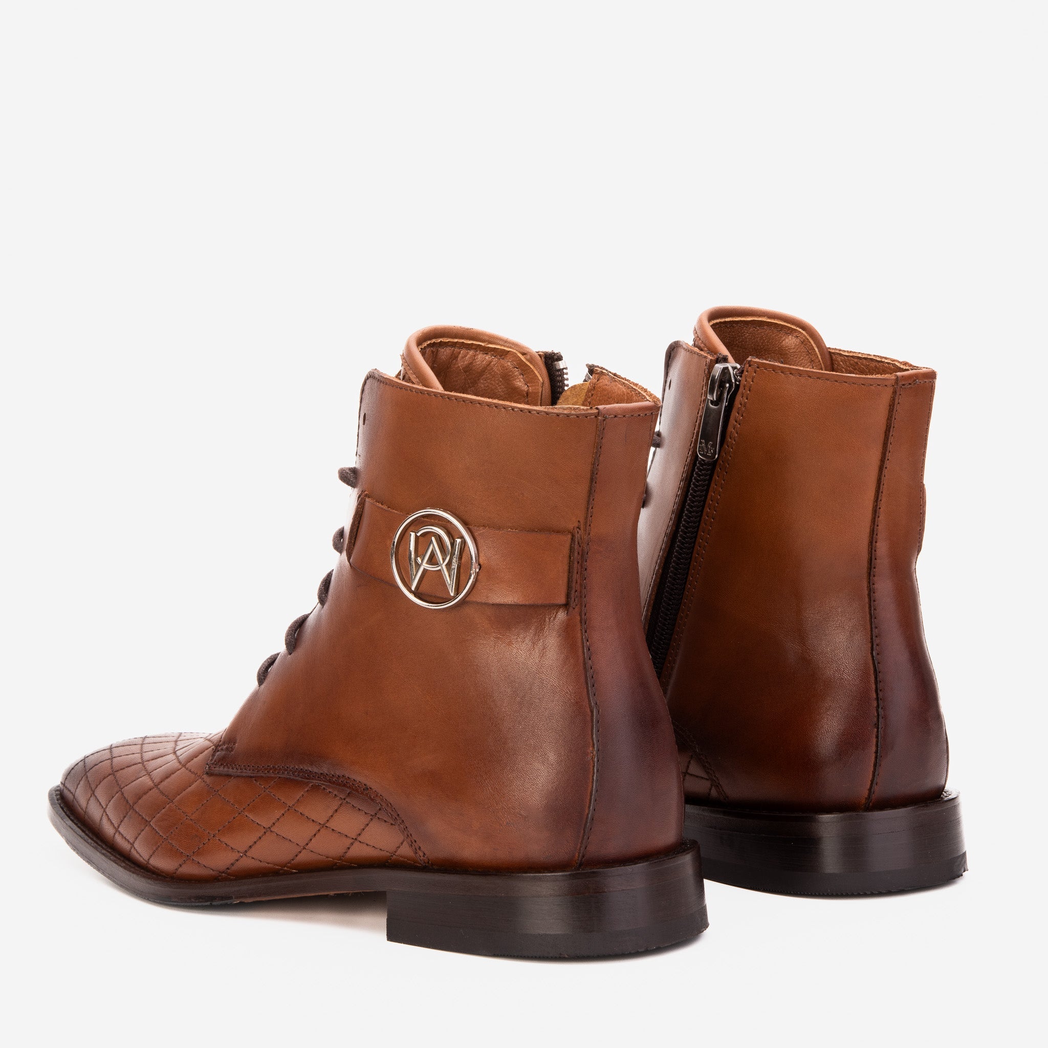 The Zeus Brown Leather Lace-Up Men Boot with a Zipper