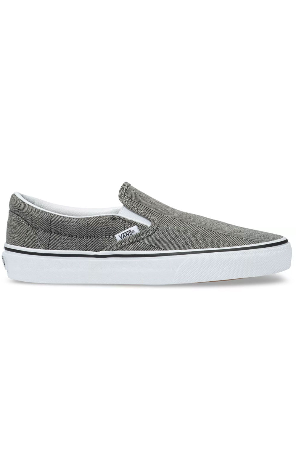 Classic slip-on herringbone shoes in grey and true white color