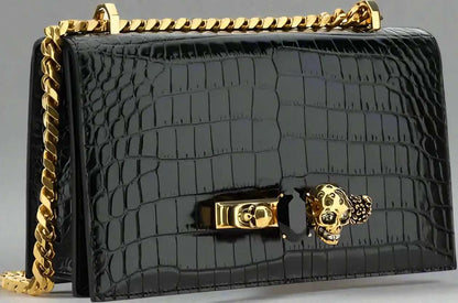 Alexander McQueen Shoulder Bag Calfskin Leather Black