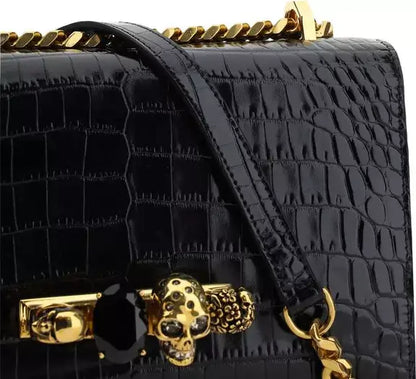 Alexander McQueen Shoulder Bag Calfskin Leather Black