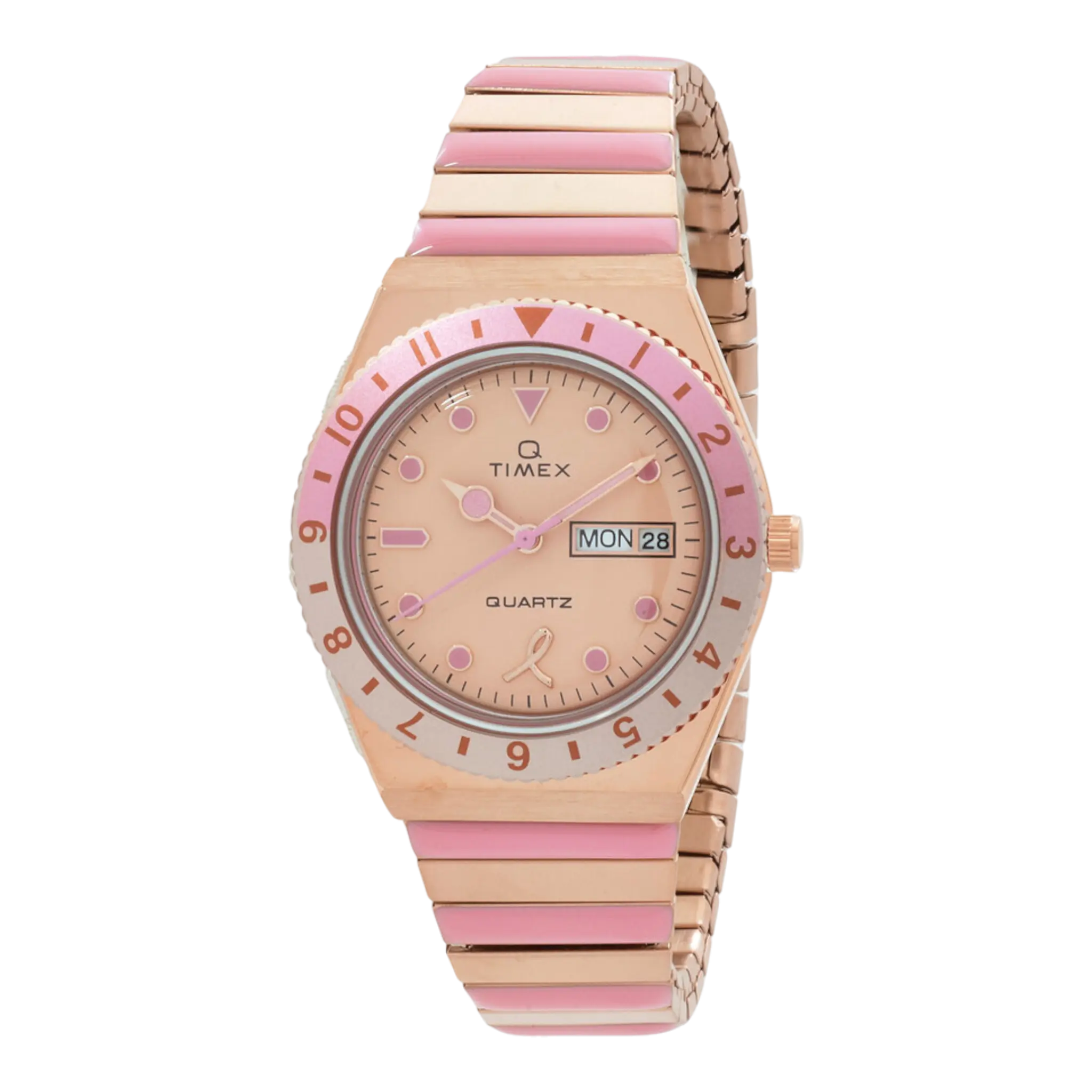 Timex Q x BCRF 36mm Women Watch Rose-Gold-Tone/Two-Tone/Pink