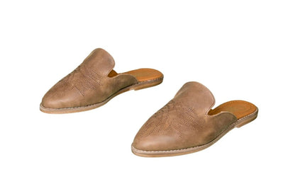 Abby Brown Cowhide Mules by Stiefeld Boots – Don't Panic Shoes