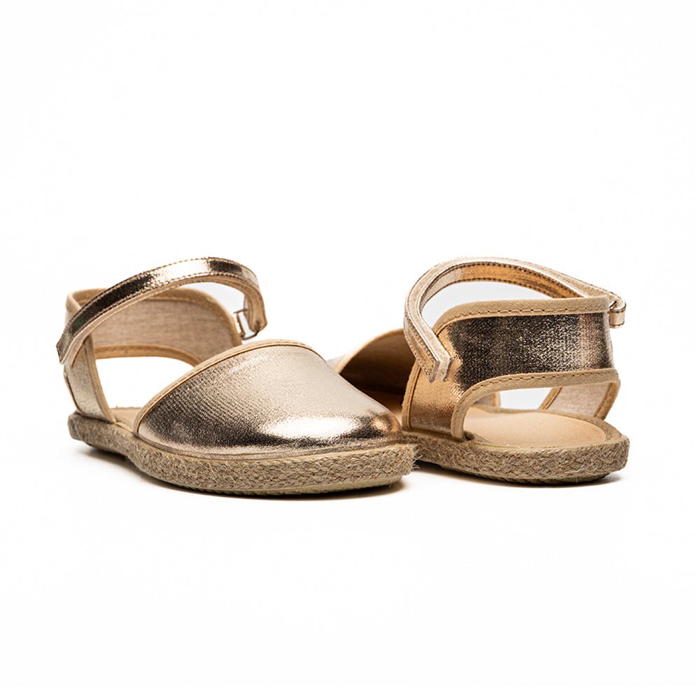 Abigail Gold Adjustable Velcro Non Slip Rubber Soles fashion by Childrenchic – Don't Panic Shoes