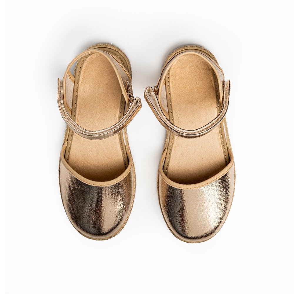 Abigail Gold Adjustable Velcro Non Slip Rubber Soles fashion by Childrenchic – Don't Panic Shoes