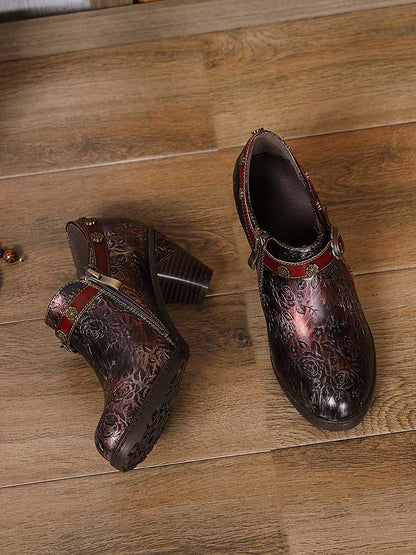 Adalee Retro Floral Embossed Shoes Pumps by Colorstepshoes – Don't Panic Shoes