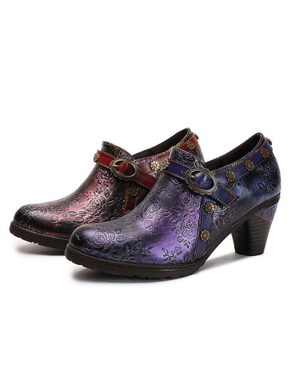 Adalee Retro Floral Embossed Shoes Pumps by Colorstepshoes – Don't Panic Shoes