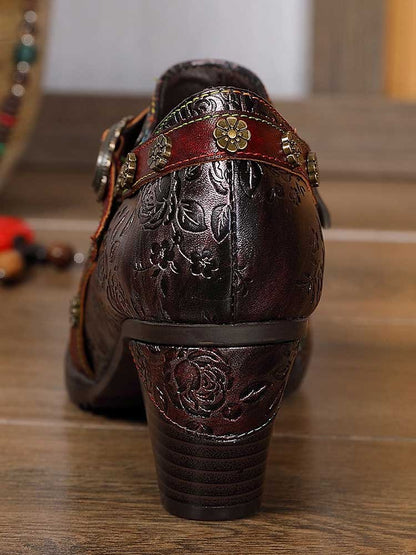 Adalee Retro Floral Embossed Shoes Pumps by Colorstepshoes – Don't Panic Shoes