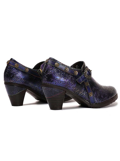 Adalee Retro Floral Embossed Shoes Pumps by Colorstepshoes – Don't Panic Shoes