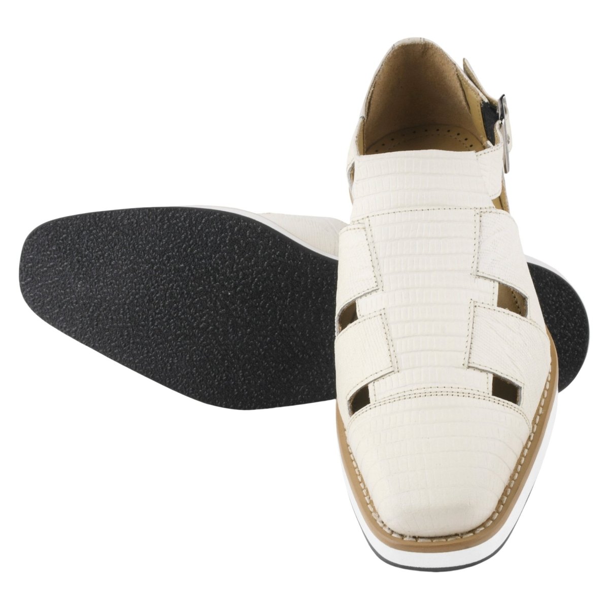 Adam Mens Fisherman Lizard Print Genuine Leather Buckle Closure Sandals Sandals by Libertyzeno – Don't Panic Shoes