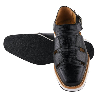 Adam Mens Fisherman Lizard Print Genuine Leather Buckle Closure Sandals Sandals by Libertyzeno – Don't Panic Shoes