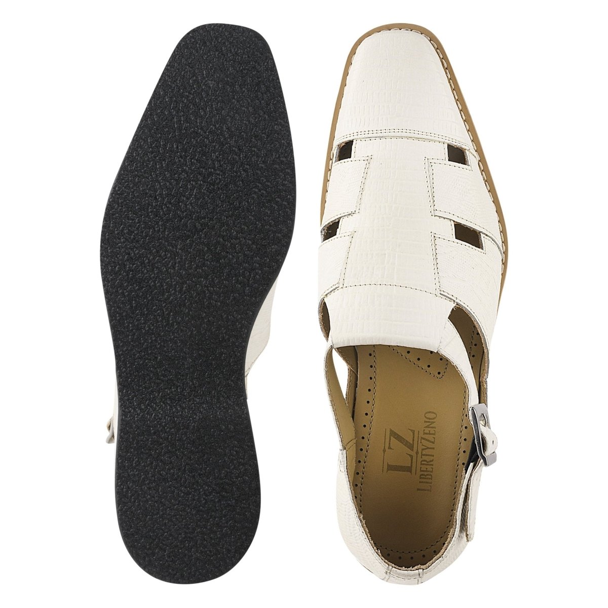 Adam Mens Fisherman Lizard Print Genuine Leather Buckle Closure Sandals Sandals by Libertyzeno – Don't Panic Shoes