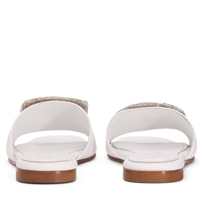 Adeline Flat Leather Sandal Women’S Metallic Mesh Cushioned Sandal by Beautiisoles – Don't Panic Shoes