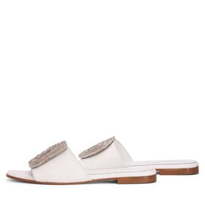 Adeline Flat Leather Sandal Women’S Metallic Mesh Cushioned Sandal by Beautiisoles – Don't Panic Shoes