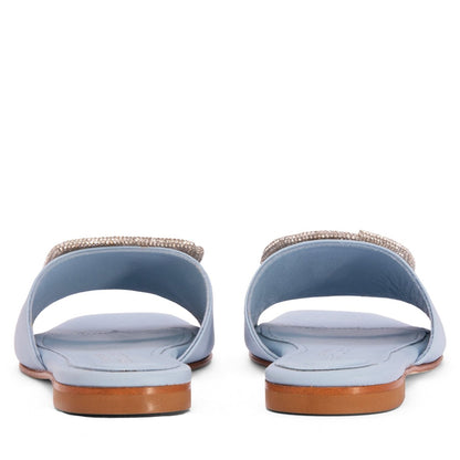 Adeline Flat Leather Slide Women’S Metallic Mesh Sandal Sandal by Beautiisoles – Don't Panic Shoes