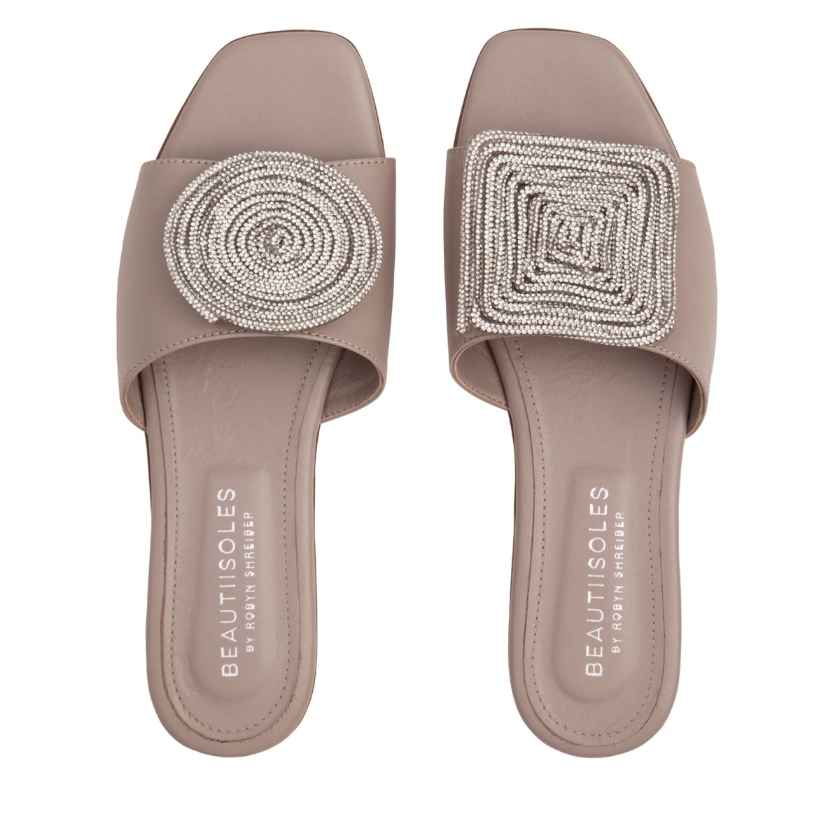 Adeline Flat Leather Slide Women’S Metallic Mesh Sandal Sandal by Beautiisoles – Don't Panic Shoes