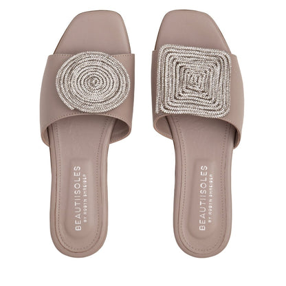 Adeline Flat Leather Slide Women’S Metallic Mesh Sandal Sandal by Beautiisoles – Don't Panic Shoes