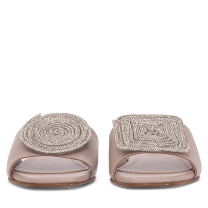 Adeline Flat Leather Slide Women’S Metallic Mesh Sandal Sandal by Beautiisoles – Don't Panic Shoes